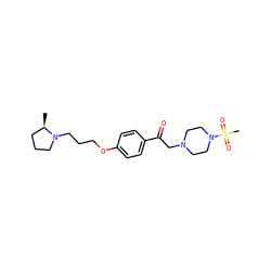 C[C@@H]1CCCN1CCCOc1ccc(C(=O)CN2CCN(S(C)(=O)=O)CC2)cc1 ZINC000084670415