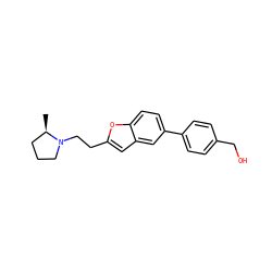 C[C@@H]1CCCN1CCc1cc2cc(-c3ccc(CO)cc3)ccc2o1 ZINC000013606783