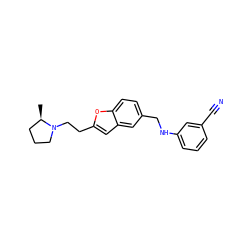C[C@@H]1CCCN1CCc1cc2cc(CNc3cccc(C#N)c3)ccc2o1 ZINC000013674338