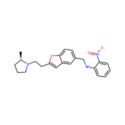 C[C@@H]1CCCN1CCc1cc2cc(CNc3ccccc3[N+](=O)[O-])ccc2o1 ZINC000013674331