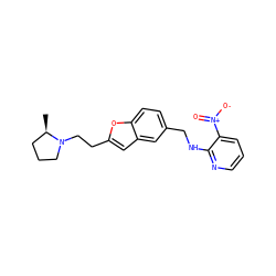 C[C@@H]1CCCN1CCc1cc2cc(CNc3ncccc3[N+](=O)[O-])ccc2o1 ZINC000013674355