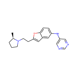 C[C@@H]1CCCN1CCc1cc2cc(Nc3cncnc3)ccc2o1 ZINC000013674377