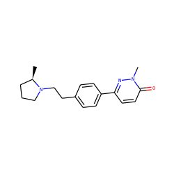 C[C@@H]1CCCN1CCc1ccc(-c2ccc(=O)n(C)n2)cc1 ZINC000072316411