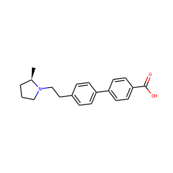 C[C@@H]1CCCN1CCc1ccc(-c2ccc(C(=O)O)cc2)cc1 ZINC000144803496