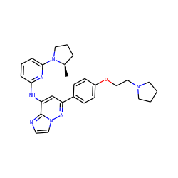 C[C@@H]1CCCN1c1cccc(Nc2cc(-c3ccc(OCCN4CCCC4)cc3)nn3ccnc23)n1 ZINC000207417787