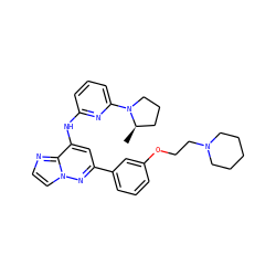 C[C@@H]1CCCN1c1cccc(Nc2cc(-c3cccc(OCCN4CCCCC4)c3)nn3ccnc23)n1 ZINC000207418118