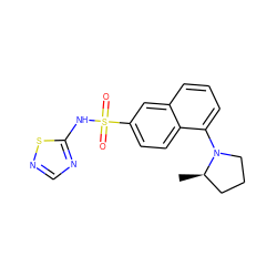 C[C@@H]1CCCN1c1cccc2cc(S(=O)(=O)Nc3ncns3)ccc12 ZINC000206154353