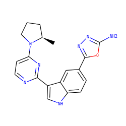 C[C@@H]1CCCN1c1ccnc(-c2c[nH]c3ccc(-c4nnc(N)o4)cc23)n1 ZINC000145432422