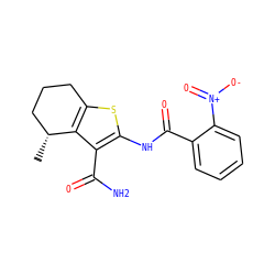 C[C@@H]1CCCc2sc(NC(=O)c3ccccc3[N+](=O)[O-])c(C(N)=O)c21 ZINC000045302658