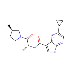 C[C@@H]1CCN(C(=O)[C@@H](C)NC(=O)c2c[nH]c3ncc(C4CC4)nc23)C1 ZINC000095582423