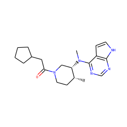 C[C@@H]1CCN(C(=O)CC2CCCC2)C[C@@H]1N(C)c1ncnc2[nH]ccc12 ZINC000066258660