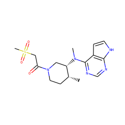 C[C@@H]1CCN(C(=O)CS(C)(=O)=O)C[C@@H]1N(C)c1ncnc2[nH]ccc12 ZINC000066252128
