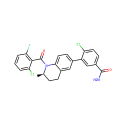C[C@@H]1CCc2cc(-c3cc(C(N)=O)ccc3Cl)ccc2N1C(=O)c1c(F)cccc1Cl ZINC000211156511