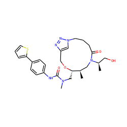 C[C@@H]1CN([C@H](C)CO)C(=O)CCCn2cc(nn2)CO[C@H]1CN(C)C(=O)Nc1ccc(-c2cccs2)cc1 ZINC000095569449