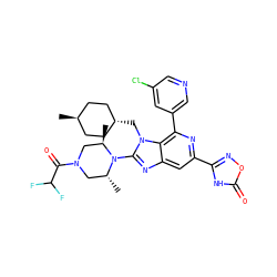 C[C@@H]1CN(C(=O)C(F)F)C[C@@H](C)N1c1nc2cc(-c3noc(=O)[nH]3)nc(-c3cncc(Cl)c3)c2n1C[C@H]1CC[C@H](C)CC1 ZINC000261177423