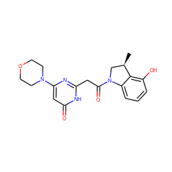 C[C@@H]1CN(C(=O)Cc2nc(N3CCOCC3)cc(=O)[nH]2)c2cccc(O)c21 ZINC000147015401