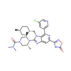 C[C@@H]1CN(C(=O)N(C)C)C[C@@H](C)N1c1nc2cc(-c3noc(=O)[nH]3)nc(-c3cncc(Cl)c3)c2n1C[C@H]1CC[C@H](C)CC1 ZINC000261102708