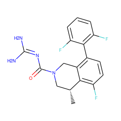 C[C@@H]1CN(C(=O)N=C(N)N)Cc2c(-c3c(F)cccc3F)ccc(F)c21 ZINC000261121413