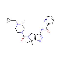 C[C@@H]1CN(C(=O)N2Cc3c(NC(=O)c4ccccn4)n[nH]c3C2(C)C)CCN1CC1CC1 ZINC000114184350