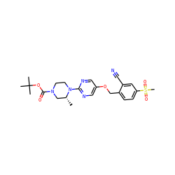 C[C@@H]1CN(C(=O)OC(C)(C)C)CCN1c1ncc(OCc2ccc(S(C)(=O)=O)cc2C#N)cn1 ZINC000084742513