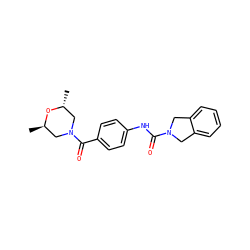 C[C@@H]1CN(C(=O)c2ccc(NC(=O)N3Cc4ccccc4C3)cc2)C[C@@H](C)O1 ZINC000167465392