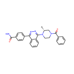 C[C@@H]1CN(C(=O)c2ccccc2)CCN1c1nnc(-c2ccc(C(N)=O)cc2)c2ccccc12 ZINC000058538152