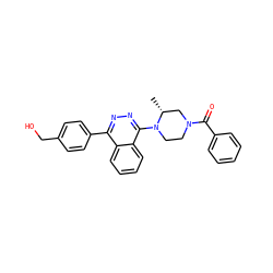C[C@@H]1CN(C(=O)c2ccccc2)CCN1c1nnc(-c2ccc(CO)cc2)c2ccccc12 ZINC000049112468