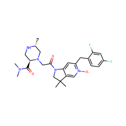 C[C@@H]1CN(CC(=O)N2CC(C)(C)c3c[n+]([O-])c(Cc4ccc(F)cc4F)cc32)[C@@H](C(=O)N(C)C)CN1 ZINC000221257518