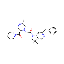 C[C@@H]1CN(CC(=O)N2CC(C)(C)c3cnc(Cc4ccccc4)cc32)[C@@H](C(=O)N2CCCCC2)CN1 ZINC000219024267