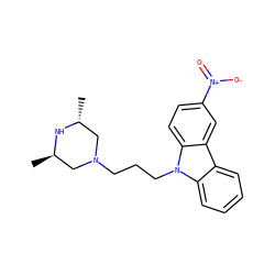 C[C@@H]1CN(CCCn2c3ccccc3c3cc([N+](=O)[O-])ccc32)C[C@@H](C)N1 ZINC000026578112