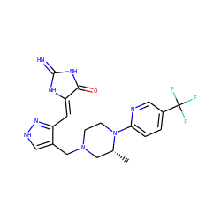 C[C@@H]1CN(Cc2c[nH]nc2/C=C2\NC(=N)NC2=O)CCN1c1ccc(C(F)(F)F)cn1 ZINC000115172656