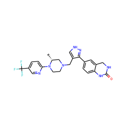 C[C@@H]1CN(Cc2c[nH]nc2-c2ccc3c(c2)CNC(=O)N3)CCN1c1ccc(C(F)(F)F)cn1 ZINC000148685071