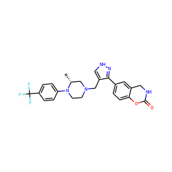C[C@@H]1CN(Cc2c[nH]nc2-c2ccc3c(c2)CNC(=O)O3)CCN1c1ccc(C(F)(F)F)cc1 ZINC000148687534