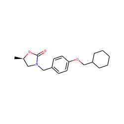 C[C@@H]1CN(Cc2ccc(OCC3CCCCC3)cc2)C(=O)O1 ZINC000040981085