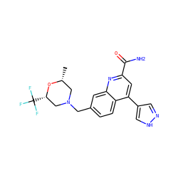 C[C@@H]1CN(Cc2ccc3c(-c4cn[nH]c4)cc(C(N)=O)nc3c2)C[C@H](C(F)(F)F)O1 ZINC000221605950