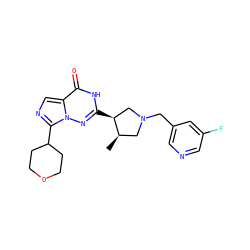 C[C@@H]1CN(Cc2cncc(F)c2)C[C@@H]1c1nn2c(C3CCOCC3)ncc2c(=O)[nH]1 ZINC000142556225