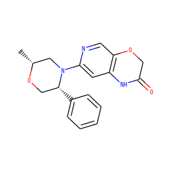 C[C@@H]1CN(c2cc3c(cn2)OCC(=O)N3)[C@H](c2ccccc2)CO1 ZINC000115888712