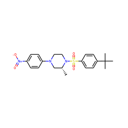 C[C@@H]1CN(c2ccc([N+](=O)[O-])cc2)CCN1S(=O)(=O)c1ccc(C(C)(C)C)cc1 ZINC000024980987