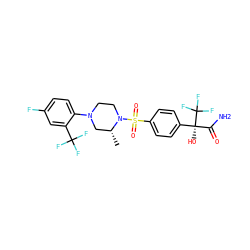 C[C@@H]1CN(c2ccc(F)cc2C(F)(F)F)CCN1S(=O)(=O)c1ccc([C@](O)(C(N)=O)C(F)(F)F)cc1 ZINC000095584201