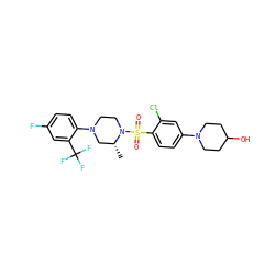 C[C@@H]1CN(c2ccc(F)cc2C(F)(F)F)CCN1S(=O)(=O)c1ccc(N2CCC(O)CC2)cc1Cl ZINC000043078792