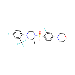 C[C@@H]1CN(c2ccc(F)cc2C(F)(F)F)CCN1S(=O)(=O)c1ccc(N2CCOCC2)cc1F ZINC000043075632