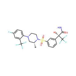 C[C@@H]1CN(c2ccc(F)cc2C(F)(F)F)CCN1S(=O)(=O)c1cccc([C@@](O)(C(N)=O)C(F)(F)F)c1 ZINC000095582654