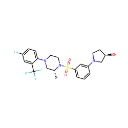 C[C@@H]1CN(c2ccc(F)cc2C(F)(F)F)CCN1S(=O)(=O)c1cccc(N2CC[C@@H](O)C2)c1 ZINC000040935615