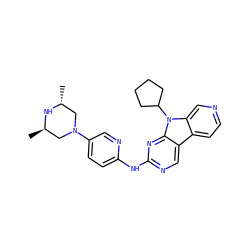 C[C@@H]1CN(c2ccc(Nc3ncc4c5ccncc5n(C5CCCC5)c4n3)nc2)C[C@@H](C)N1 ZINC000169706645