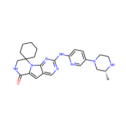 C[C@@H]1CN(c2ccc(Nc3ncc4cc5n(c4n3)C3(CCCCC3)CNC5=O)nc2)CCN1 ZINC000221303987