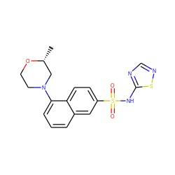 C[C@@H]1CN(c2cccc3cc(S(=O)(=O)Nc4ncns4)ccc23)CCO1 ZINC000206127458