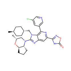 C[C@@H]1CN(c2nc3cc(-c4noc(=O)[nH]4)nc(-c4cncc(Cl)c4)c3n2C[C@H]2CC[C@H](C)CC2)[C@@H]2CCC[C@H]2O1 ZINC000261093222