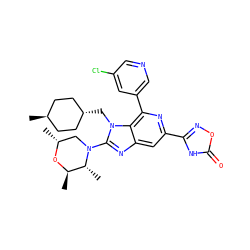 C[C@@H]1CN(c2nc3cc(-c4noc(=O)[nH]4)nc(-c4cncc(Cl)c4)c3n2C[C@H]2CC[C@H](C)CC2)[C@H](C)[C@@H](C)O1 ZINC000261158042