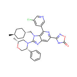 C[C@@H]1CN(c2nc3cc(-c4noc(=O)[nH]4)nc(-c4cncc(Cl)c4)c3n2C[C@H]2CC[C@H](C)CC2)[C@H](c2ccccc2)CO1 ZINC000261185105