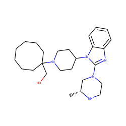 C[C@@H]1CN(c2nc3ccccc3n2C2CCN(C3(CO)CCCCCCC3)CC2)CCN1 ZINC000066101140